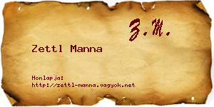 Zettl Manna névjegykártya